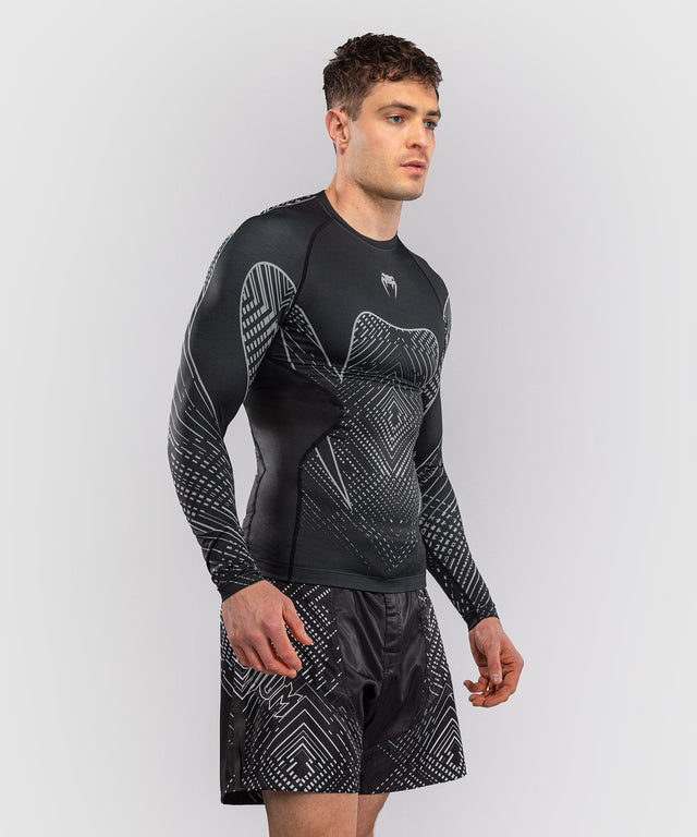 Rashguard Venum Midnight Fury s dlouhými rukávy – Černá/Šedá/Stříbrná