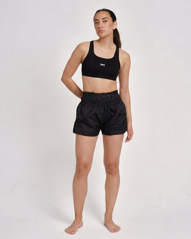 Caged Muay Thai shorts Classic – Sort/Sort kvinde