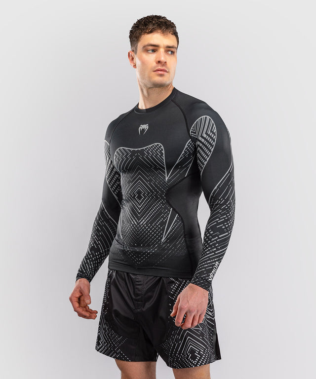 Rashguard Venum Midnight Fury s dlouhými rukávy – Černá/Šedá/Stříbrná