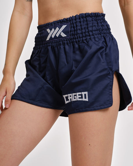 Muay Thai trenky Caged Classic – Námořnická modrá/Bílá dámské