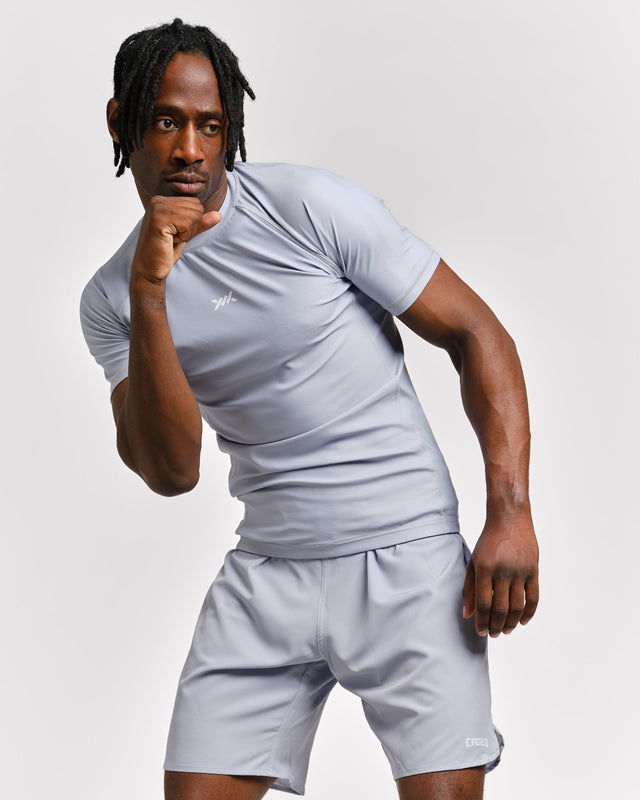 Rashguard Caged Tactical Maniche Corte – Gunmetal Grey