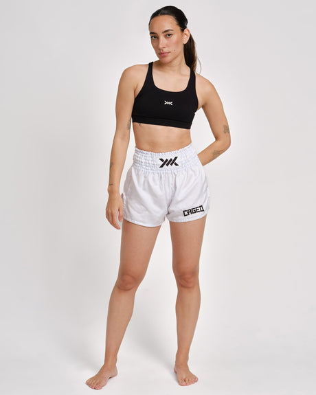 Muay Thai trenky Caged Classic – Bílé/černé dámské