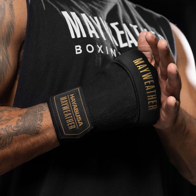 Mănuși interioare Hayabusa x Mayweather Deluxe Quick Wraps – Negru/Aur