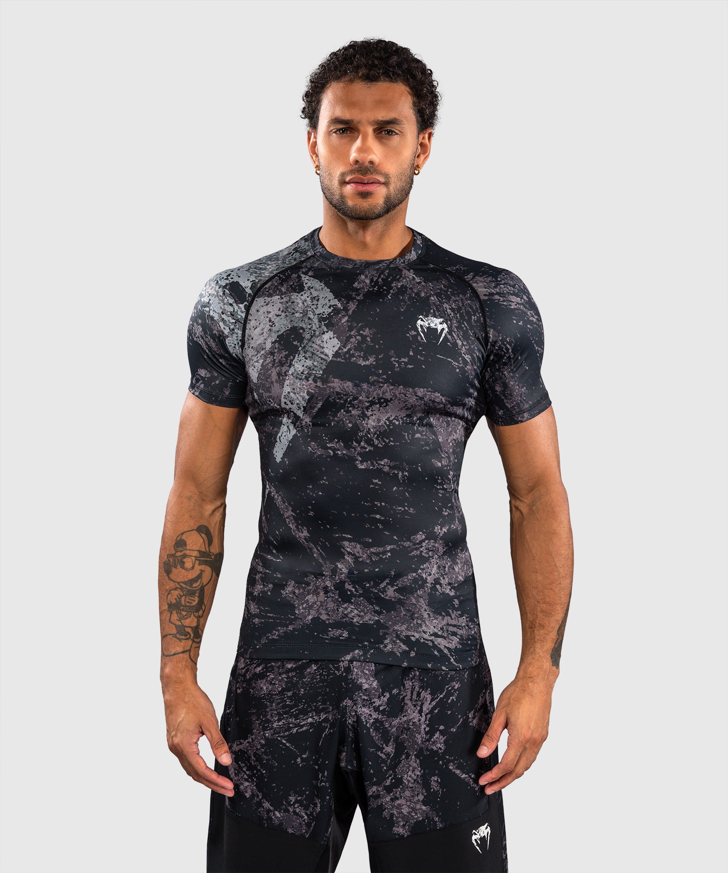 Venum Rashguard Rage & Workout Krátké rukávy – Černá/Šedá