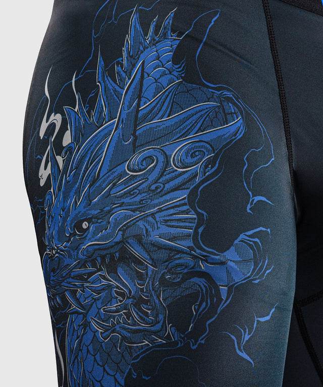 Pantaloncini a compressione Venum Thunder Dragon – Nero/Blu reale