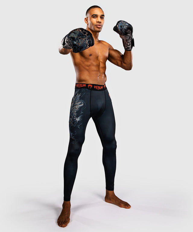 Pantaloncini a compressione Venum Thunder Dragon – Nero/Grigio/Rame