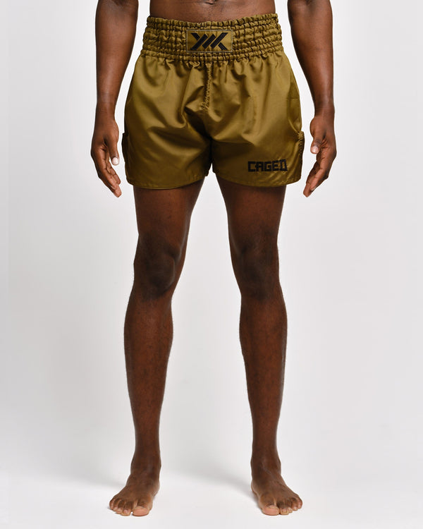 Caged Muay Thai Shorts Classic - Khaki Green/Black