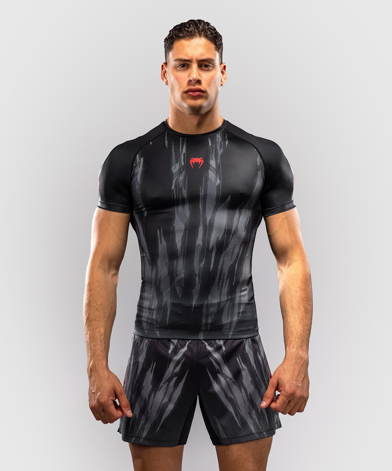 Venum Rashguard Demon Korte Mouwen - Zwart/Grijs
