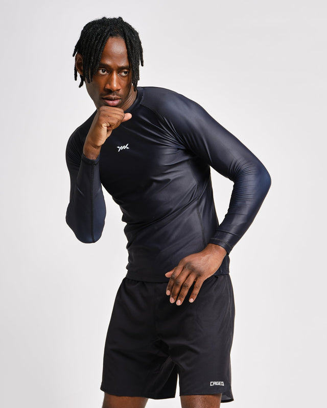 Caged Tactical Rashguard Lange Mouwen – Sort