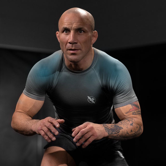 Rashguard Hayabusa Fusion Manga Curta – Cinzento/Aqua