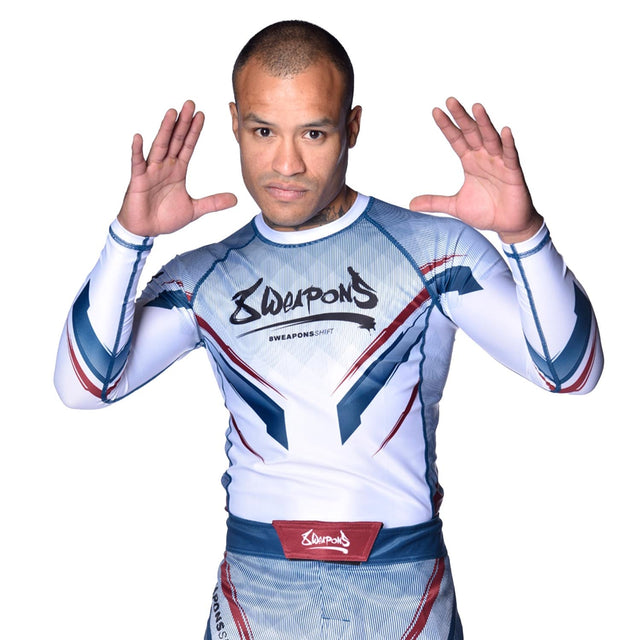 8 WEAPONS Rashguard Shift – Weiß/Navy/Rot