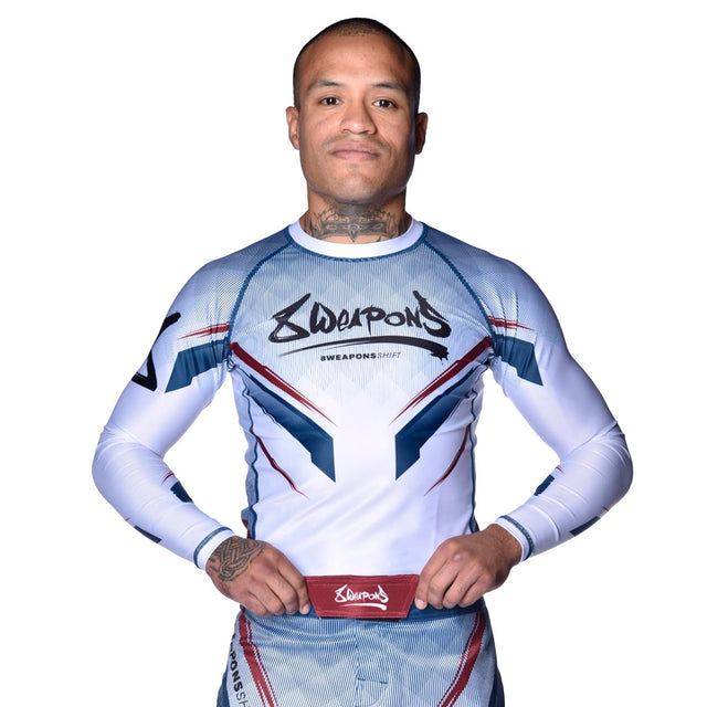 8 WEAPONS Rashguard Shift – Weiß/Navy/Rot