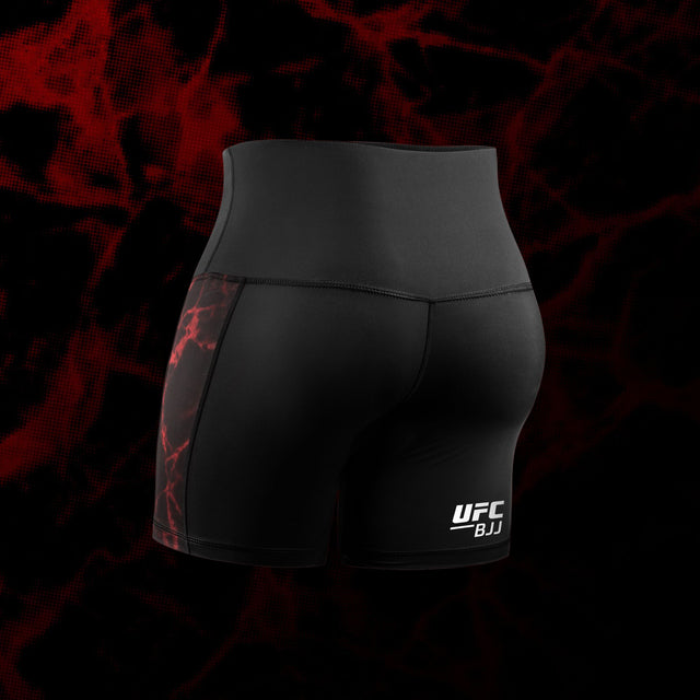 Pantaloncini a compressione BJJ Hayabusa x UFC Donna – Nero/Rosso