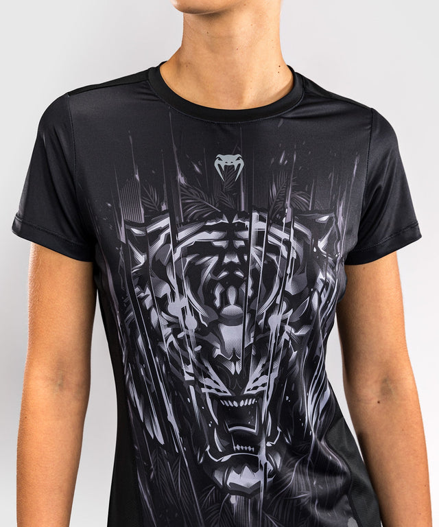 Venum T-Shirt Tiger Dry Tech Damen – Schwarz/Silber