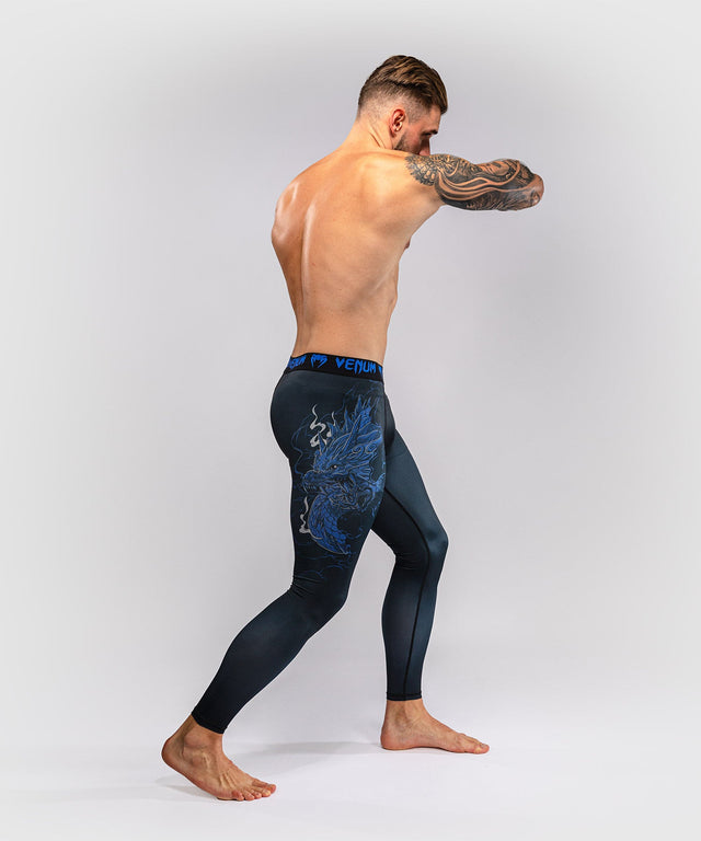Pantaloncini a compressione Venum Thunder Dragon – Nero/Blu reale