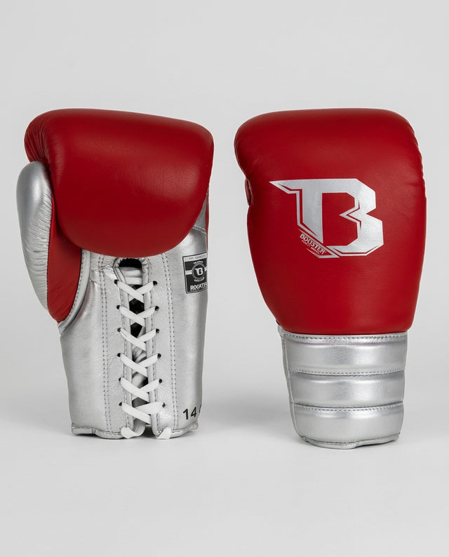 Luvas de boxe Booster Rapid Strike com fecho de cordão – Vermelho/Prata