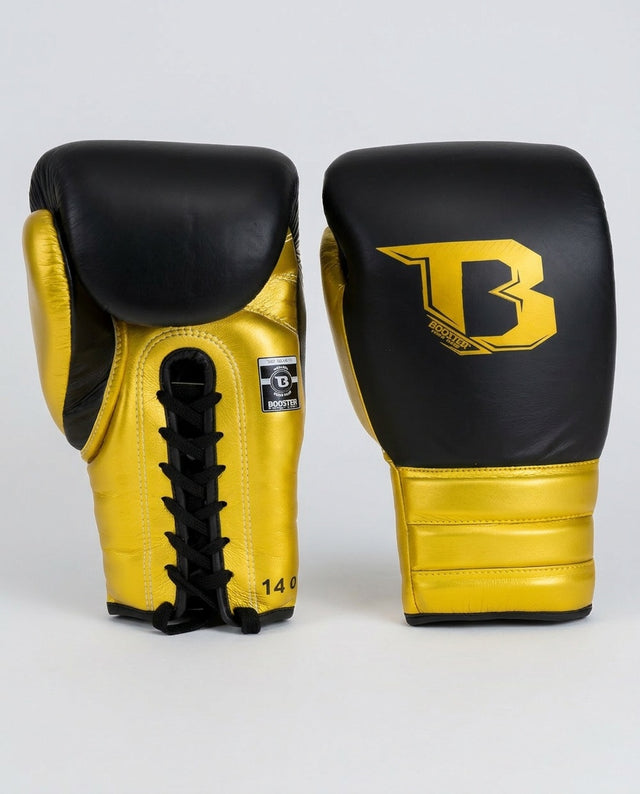 Gants de boxe Booster Rapid Strike à lacets – Noir/Or