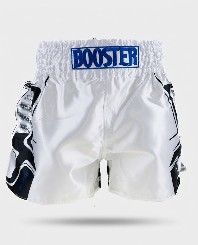 Pantaloncini Muay Thai Booster BFG Ignite – Bianco/Blu/Nero
