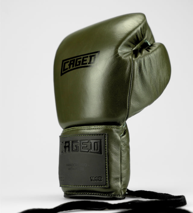 Guantoni da boxe Caged X Series con lacci – Cachi/Nero