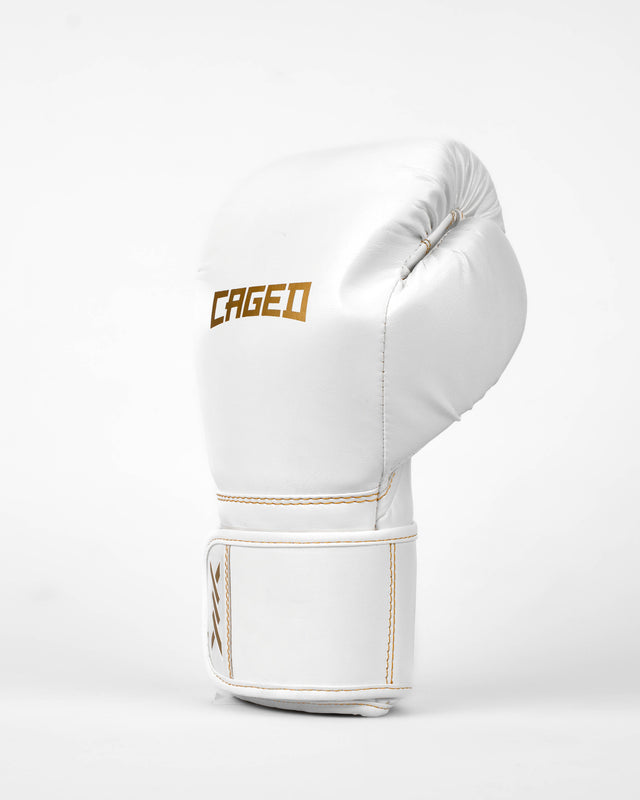 Luvas de boxe Caged Core – Branco/Ouro