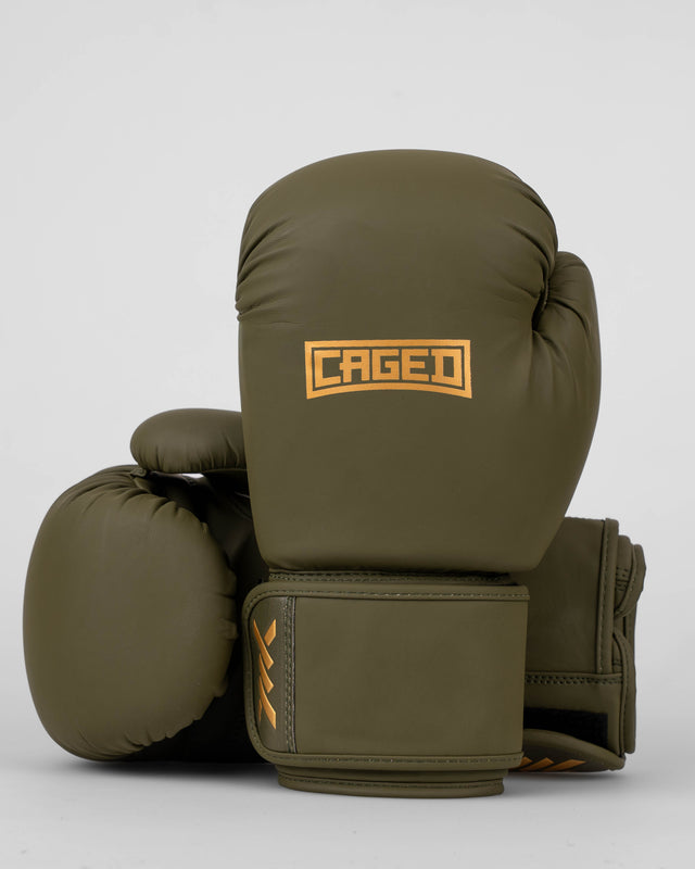 Caged Boksehandsker Shadow - Khaki Grøn/Guld