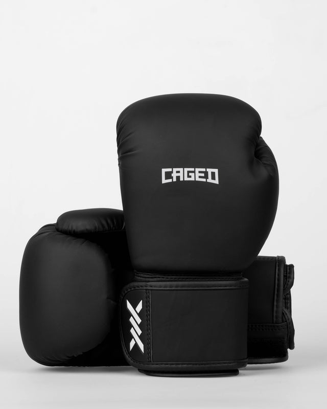 Mănuși de box Caged Spark Copii – Mat Negru/Alb