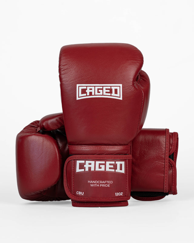 Luvas de boxe Caged 'X' Series – Bordô/Branco