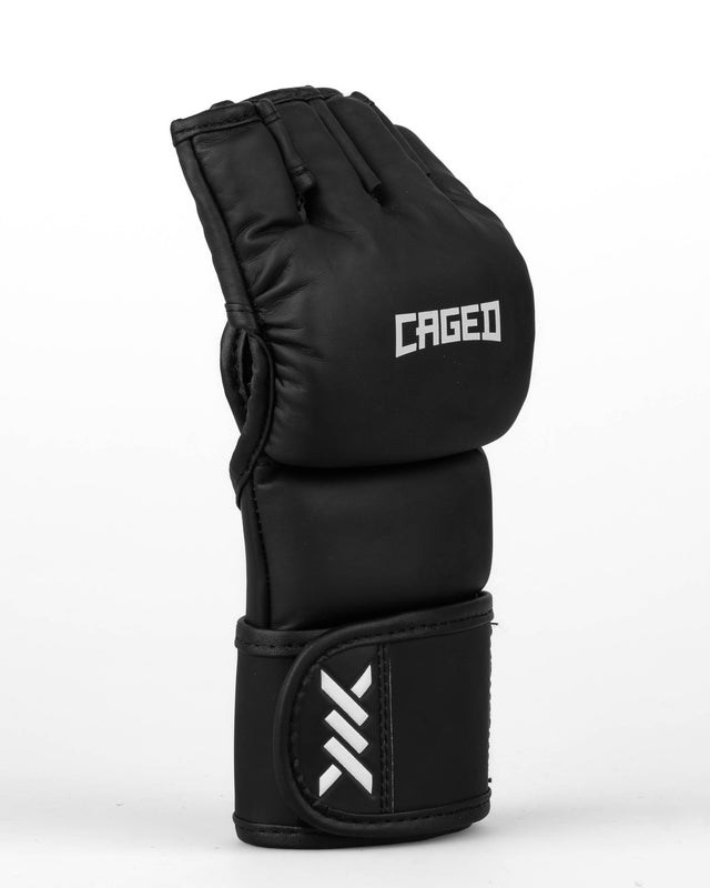 Luvas de MMA Caged Shadow – Preto/Branco Mate