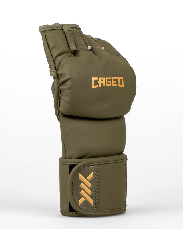 Caged MMA-Handschuhe Shadow – Khaki Grün/Gold