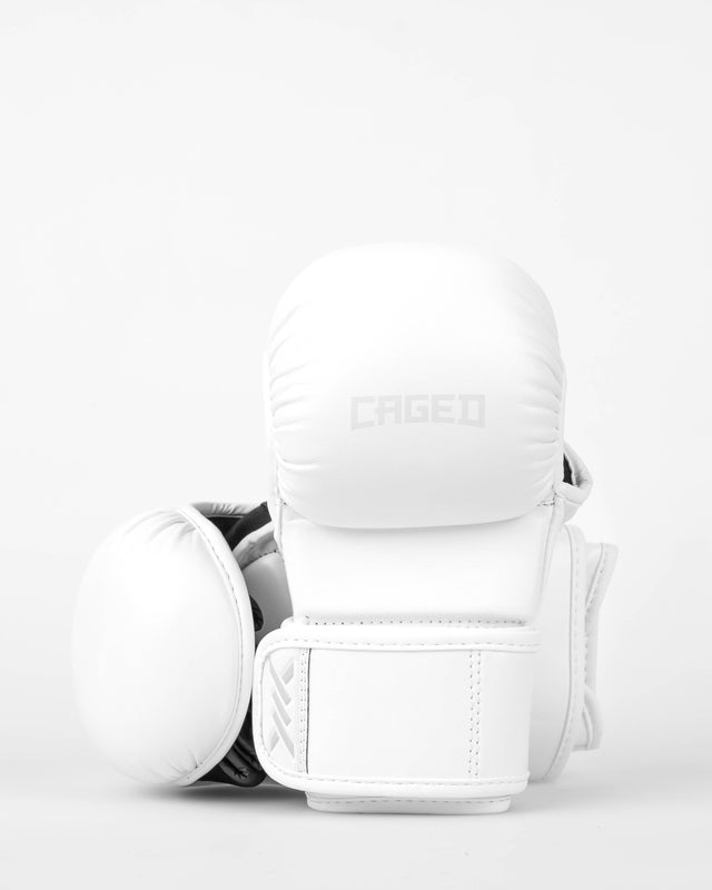 Rękawice MMA sparingowe Caged Shadow – Białe/Białe