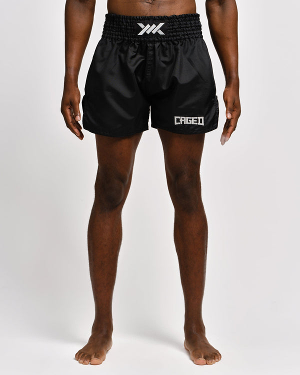 Caged Muay Thai Shorts Classic - Black/White