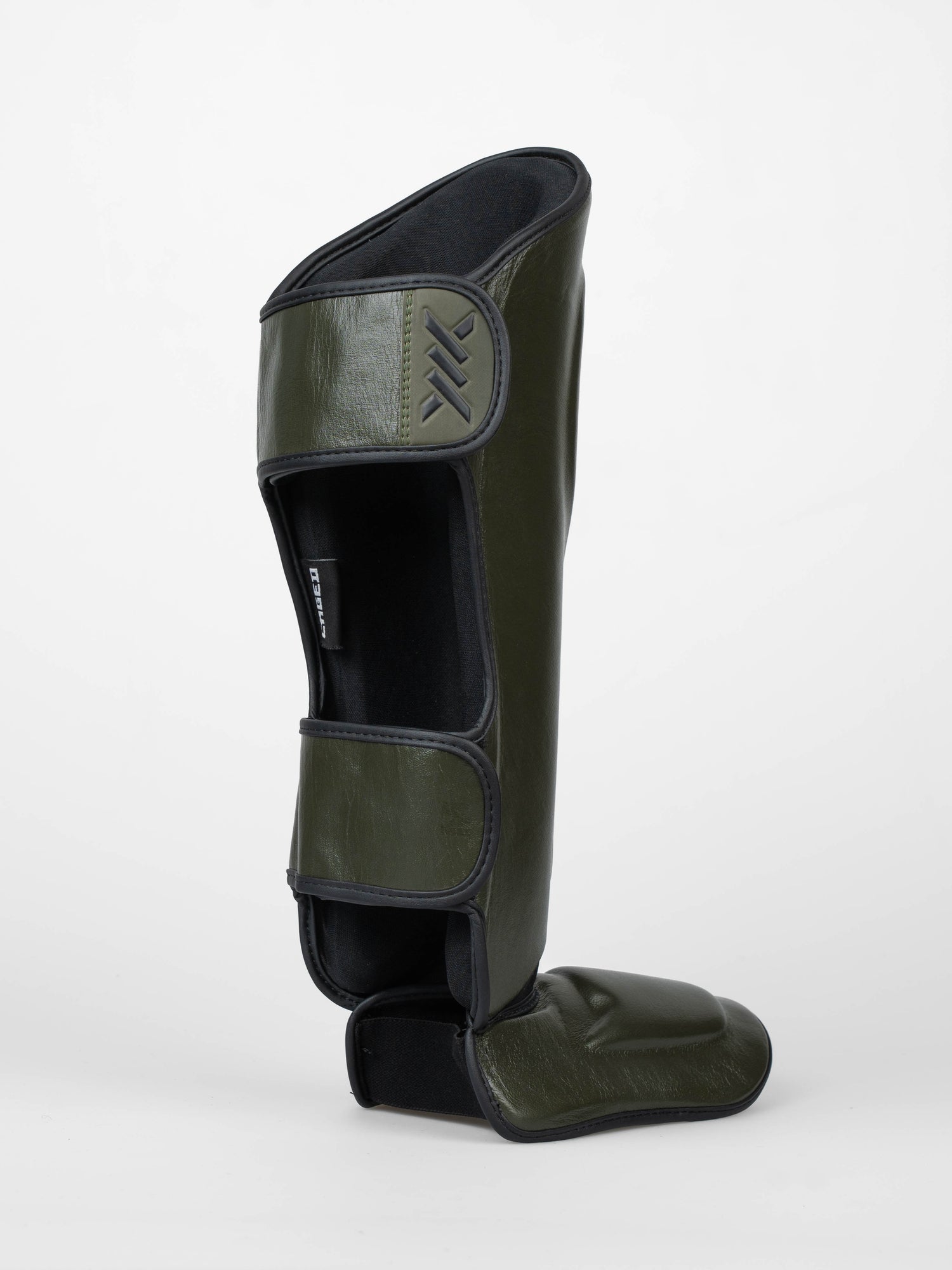 Caged Shin Guards 'X' Series - Khaki Green/Black