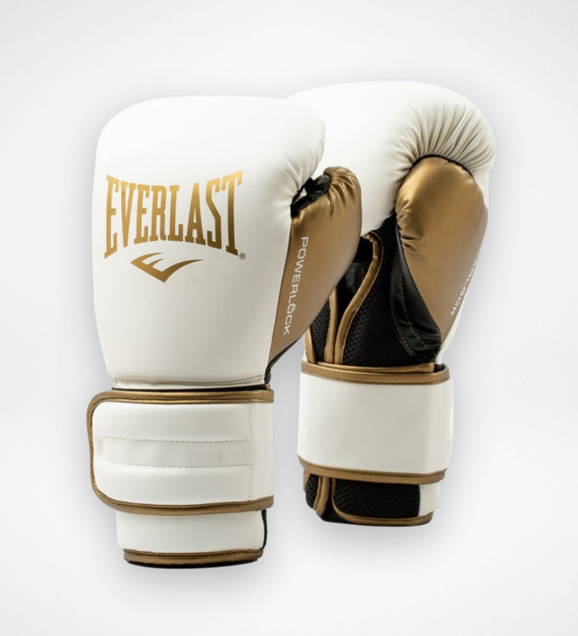 Luvas de boxe Everlast Powerlock 2R – Branco/Ouro