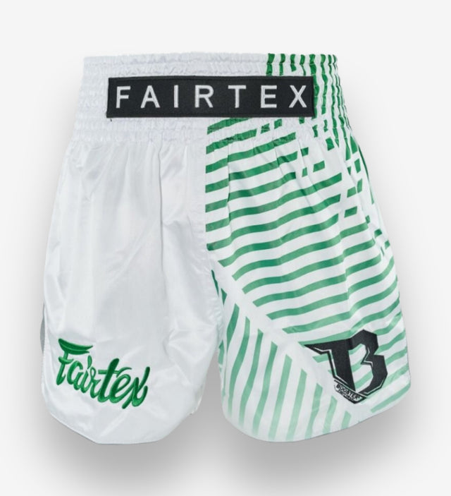 Calções de Muay Thai Fairtex FXB Racer – Branco/Verde