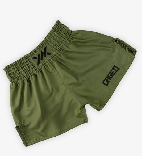 Muay Thai trenky Caged Classic – Khaki/Černé (dámské)