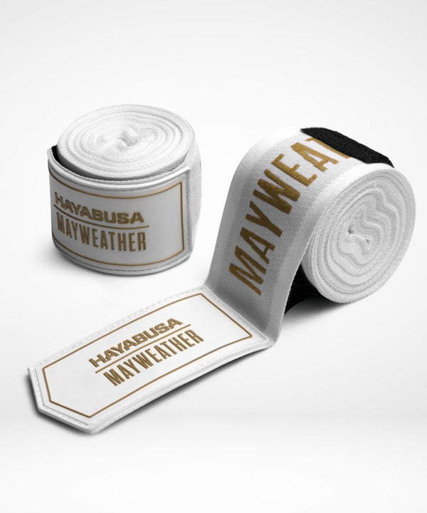Bende da boxe Hayabusa x Mayweather Deluxe – Bianco/Oro