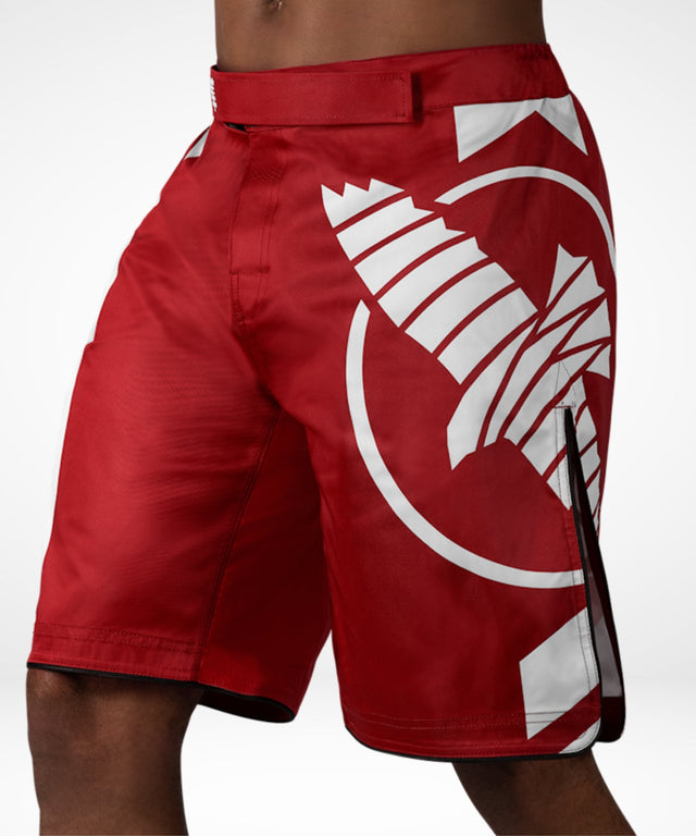Hayabusa MMA Shorts Icon Lang – Červené/Bílé