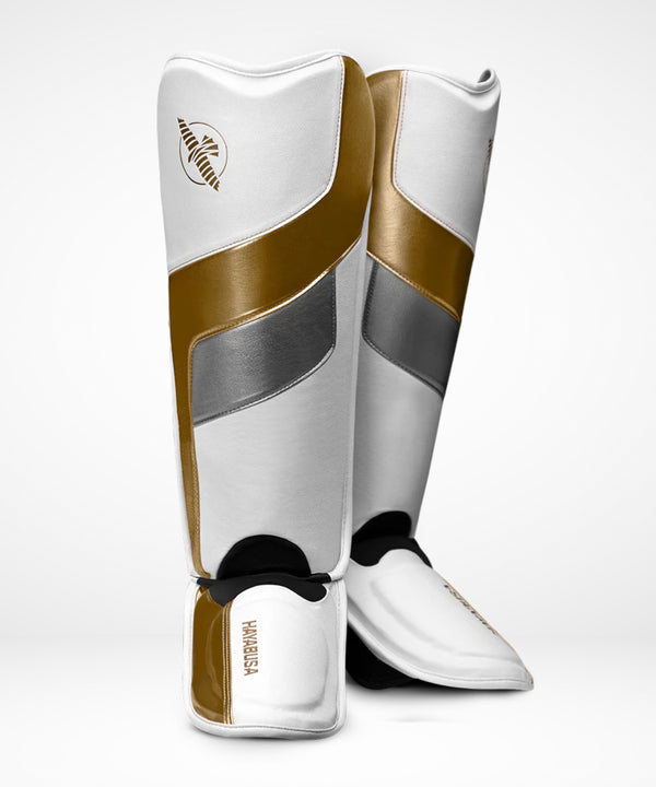 Caneleiras Hayabusa T3 Full – Branco/Ouro