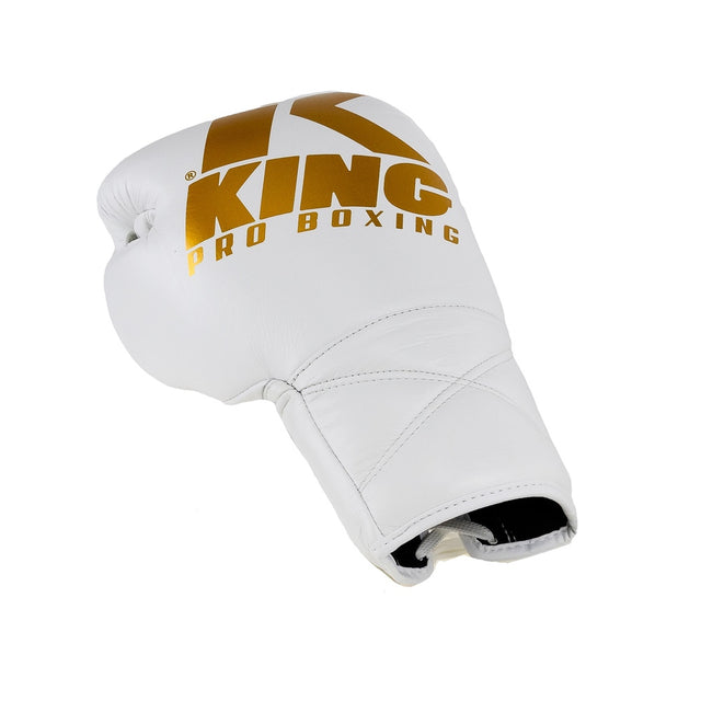 Guantoni da boxe King Pro Boxing XK con allacciatura – Bianco/Oro