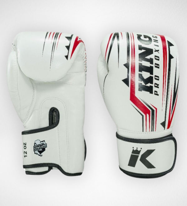 King Pro Boxing Boxhandschuhe BG Spartan – Weiß/Schwarz/Rot