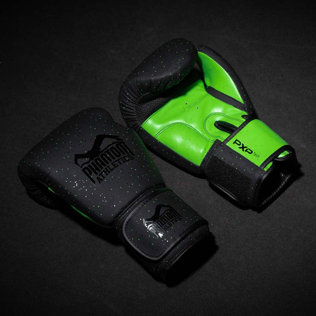 Gants de boxe Phantom Athletics Galaxy – Noir/Vert Néon