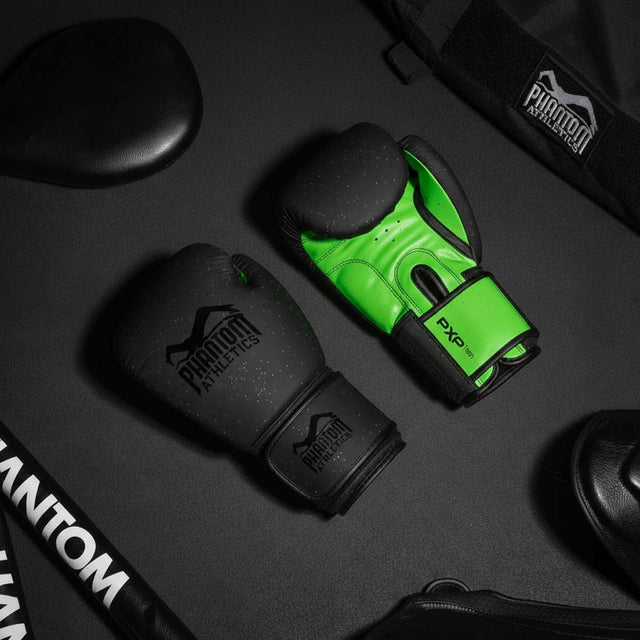 Gants de boxe Phantom Athletics Galaxy – Noir/Vert Néon