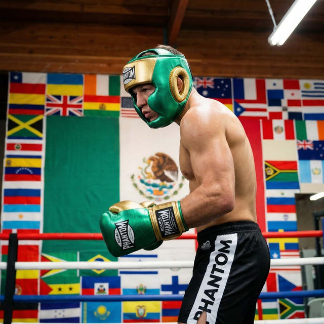 Cască de box Phantom Athletics Mexico Full Face – Verde/Aur