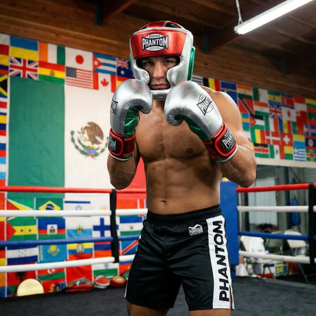 Rękawice bokserskie Phantom Athletics Mexico – Srebrne/Zielone/Czerwone