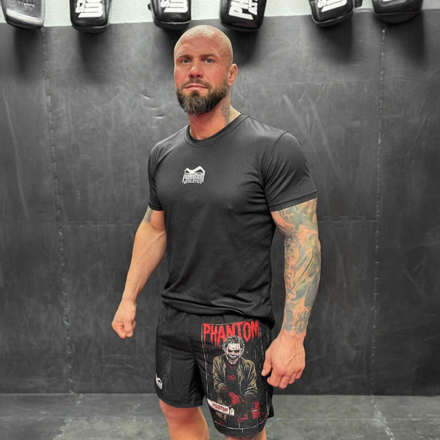 Pantalones de MMA Phantom Athletics Fusion-R Chainsaw – Negro/Gris/Rojo