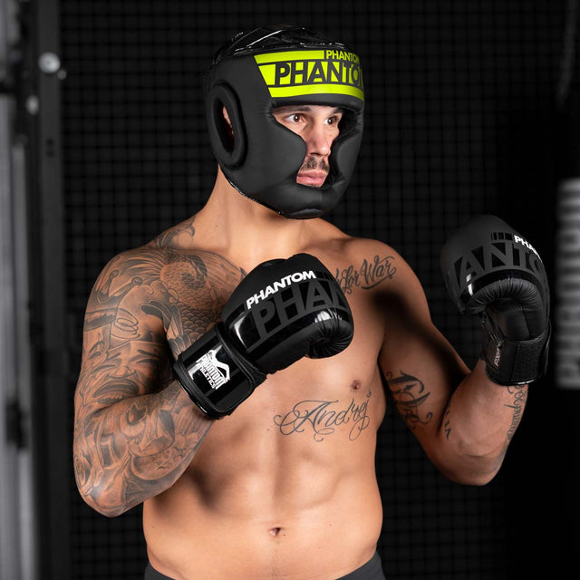 Casco da boxe Phantom Athletics Apex Full Face – Nero/Neon