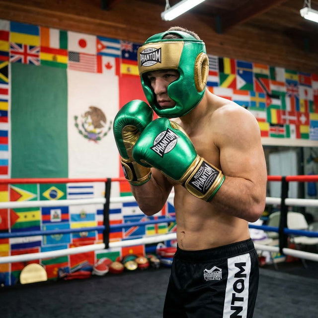 Cască de box Phantom Athletics Mexico Full Face – Verde/Aur