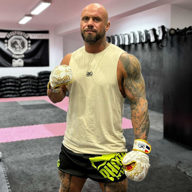 Gants de sparring MMA Phantom Athletics Muay Thai – Blanc/Or
