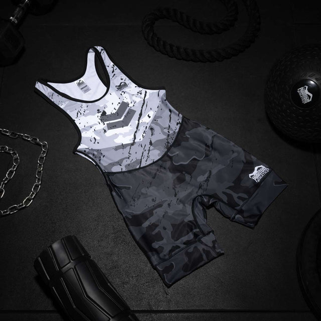 Phantom Athletics Wrestling Singlet Delta – White/Grey/Black