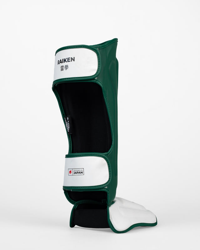 Espinilleras Raiken KAZE – Verde oscuro/Blanco